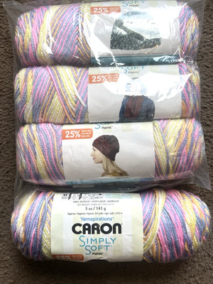 (4) CARON SIMPLY SOFT PAINTS YARN (BABY BRIGHTS) SOFT MULTICOLOR 235 YDS IN EACH