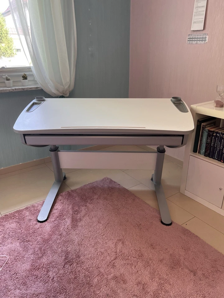 Scout Schreibtisch weiß höhenverstellbar neigbar mit Schublade & Haken - Bild 3 von 4