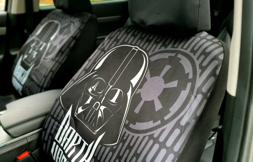Nuevo diseño Star Wars Darth Vader juego de fundas de asiento de coche de tela negra para Toyota Foto 3 de 4