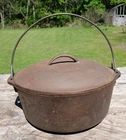 Vintage Lodge #8 Cast Iron  Dutch Oven w/ Lid Frying Pan Skillet 10"  - 12+ Lbs