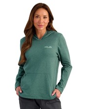Huk Coldfront Pullover Hoodie Women's Sweatshirt, North Atlantic Heather, Small