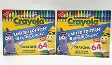 Lot Of 2 - 64 Crayola Limited Edition 8 Retired Colors Crayons With Sharpener