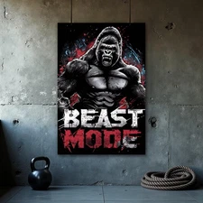 Beast Mode Gorilla Poster Motivational Gym Art King Kong Fitness Decor