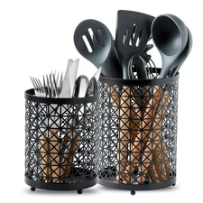 TEAKISS 8.2"+6.2" Set Kitchen Utensil Holder for Kitchen Counter, Metal Cooki...