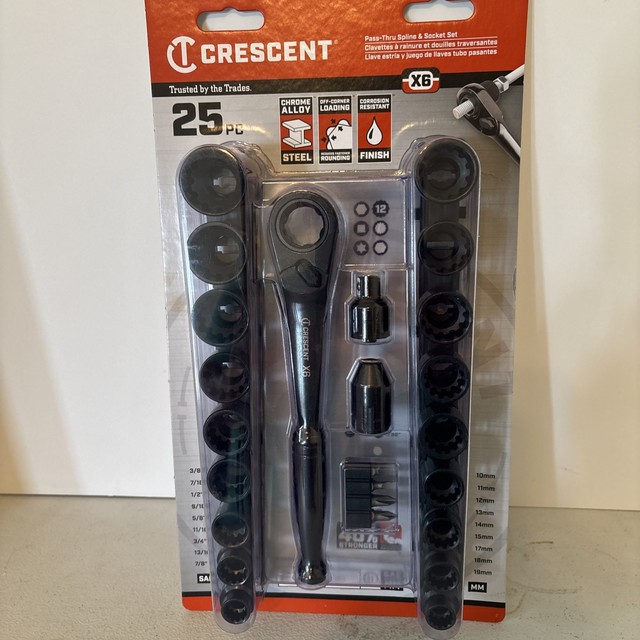 Crescent CX6PT25 3/8-Inch Drive Pass-Thru X6 Set, 25-Piece