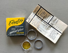 Vintage Ednalite Optical Glass Camera Filter w/ Box Metal Rings Photography