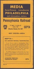 Pennsylvania RR Media-Philadelphia SEPTA timetable 10/29 1967