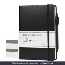 - Blank Journal Notebook A5 5.7 X8.3 160 Pages Black