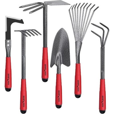Gardening Tools Set Heavy Duty Trowel Rake Weeder Cultivator Double Hoe 6 pcs US