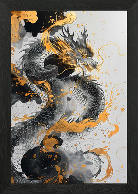 Alter chinesischer Drache gerahmtes Wandbild Poster Leinwanddruck Bild