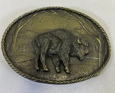 1980 The Great American Buckle Co Chicago Brass Buffalo Belt Buckle USA SN 468
