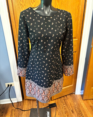 Abercrombie & Fitch Women s Shift Dress S Black Pink Floral Long Sleeve