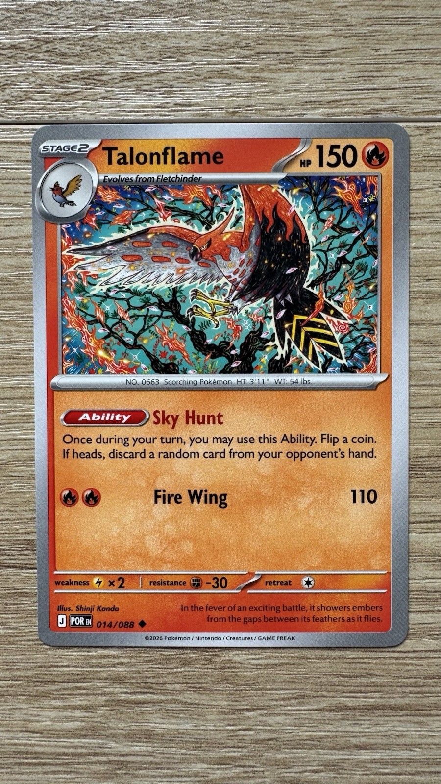 Pokémon Talonflame 014/088 - ME03: Perfect Order Uncommon Card NM