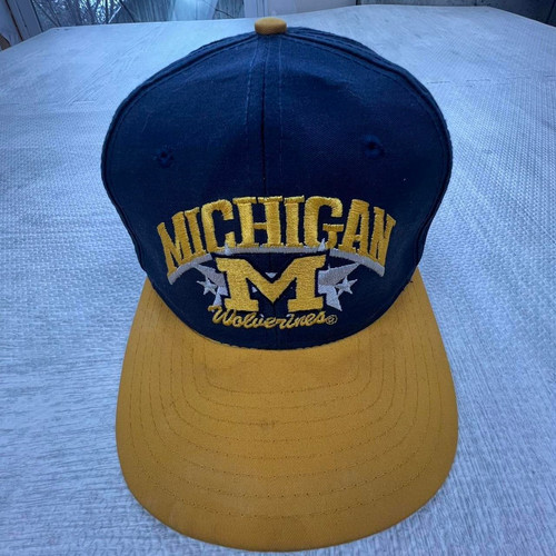Vintage 90s Michigan Wolverines Hat Cap Snap Back Blue Yellow NCAA College - Bild 1 von 5