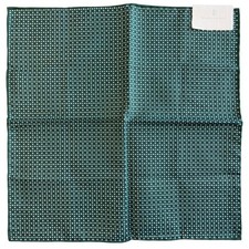 Brunello Cucinelli Silk Cotton Pocket Square Green Geometric Italy 13.25" NWT