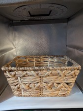 Rectangular Wicker Storage Basket with Handles