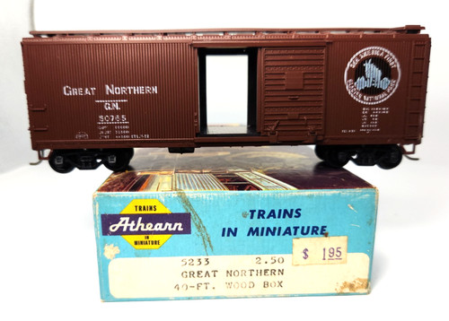 Carro de carga de madera Athearn escala HO 40' "Gran Norte" #50765 Kadees en muy buena condición leer | Condition: Used