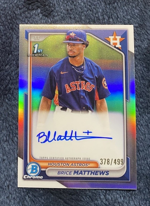 2024 BOWMAN CHROME Brice Matthews REFRACTOR AUTO AUTOGRAPH 1st BOWMAN /499