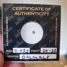 Goldwise Scottish  Gold Nugget 0.05g In Certificate Of Authenticity Packaging