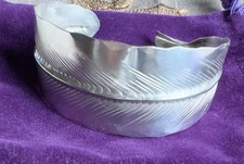 Vintage Stuart Nye Sterling Feather Bracelet Cuff Excellent Condition