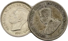 Great Britain Australia Cents 3 Pence George V., 2 Piece Original Coin #WKF269