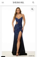 SHERRI HILL SEQUINS BLUE GOWN DRESS 57175 SIZE 00