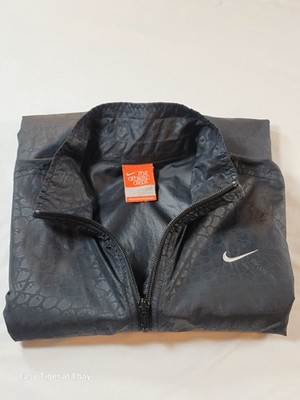 NIKE Athletic Dept Vintage Windbreaker Logo Jacket Women L Black Crocodile Retro
