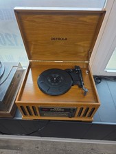Oak Detrola KM837 Vinyl Record Player CD Cassette Am/Fm Radio Tested/Working