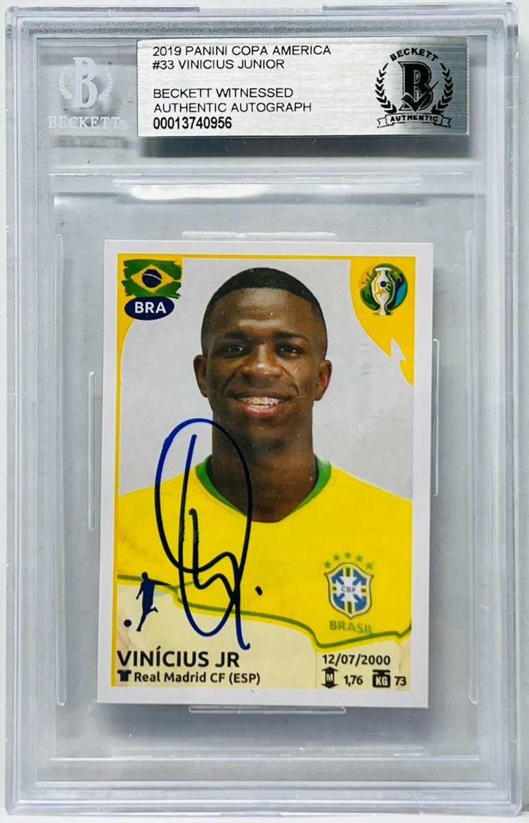 2019 Vinicius Jr. Signed Panini Copa America Sticker #33 Beckett