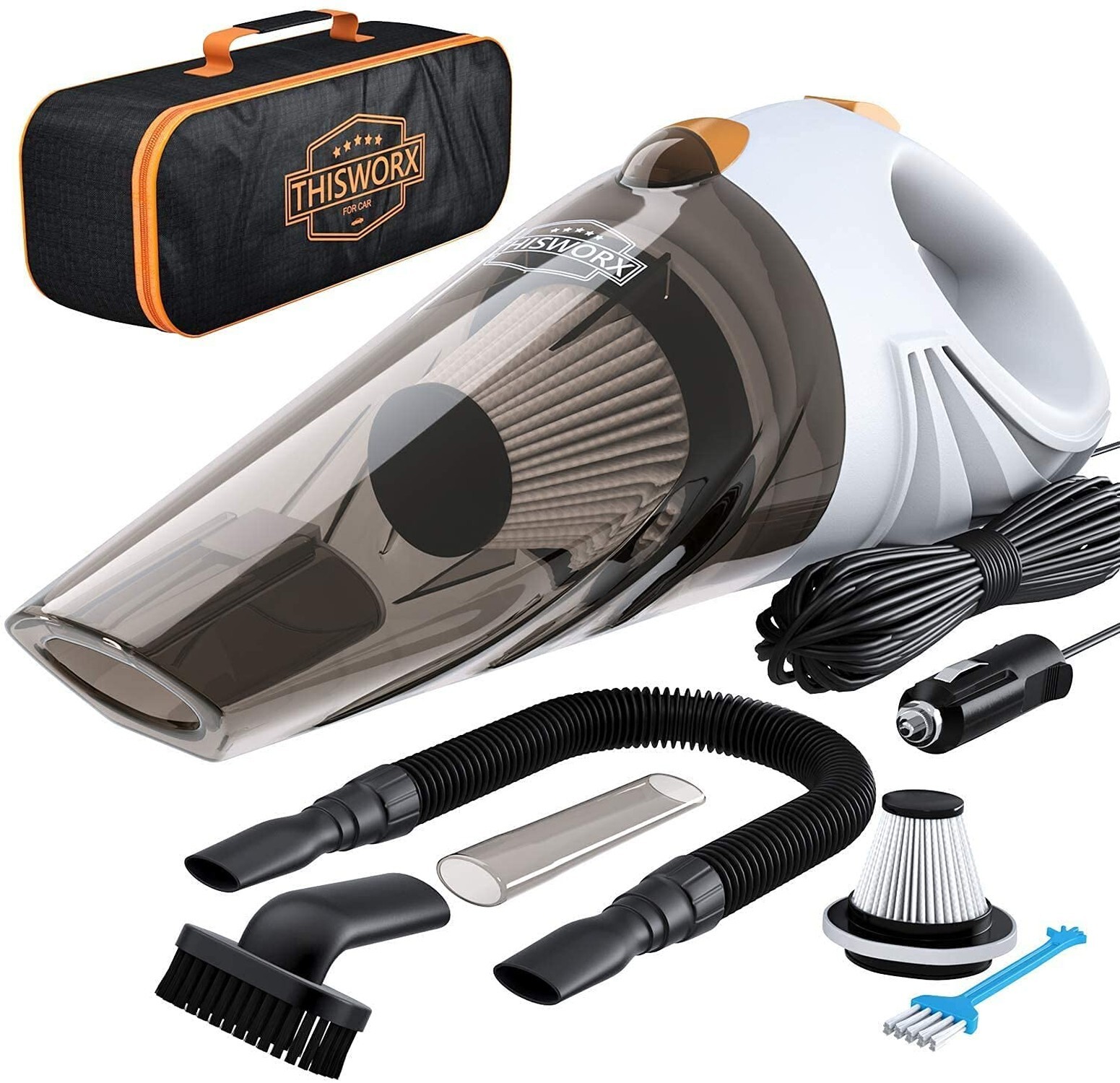 ThisWorx Handheld Car Vacuum with 16ft Cord - Compact Portable Mini Cleaner