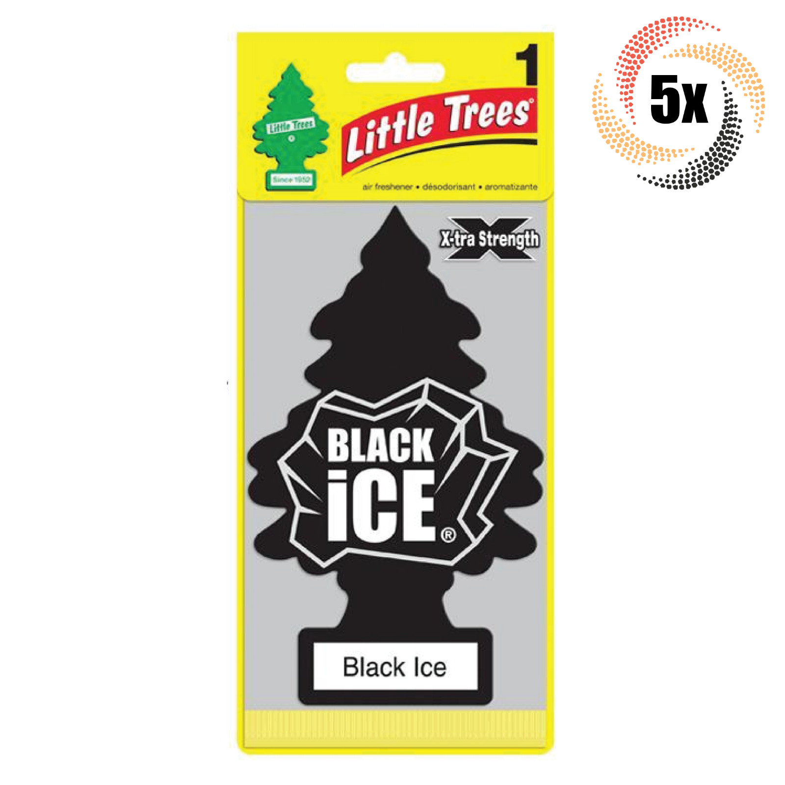 5 упаковок Little Trees с одиночным ароматом черного льда X-tra Strength Hanging Trees 2290₽