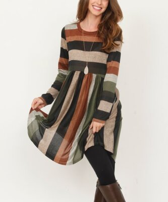 Olive & Brown Stripe Fit & Flare Dress Size 3XL | eBay Olive & Brown Stripe Fit & Flare Dress Size 3XL | eBay