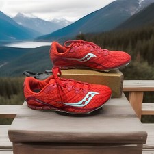 SAUCONY Vendetta Spike Track Shoes Womens Red Synthetic Outdoor Running Sprint