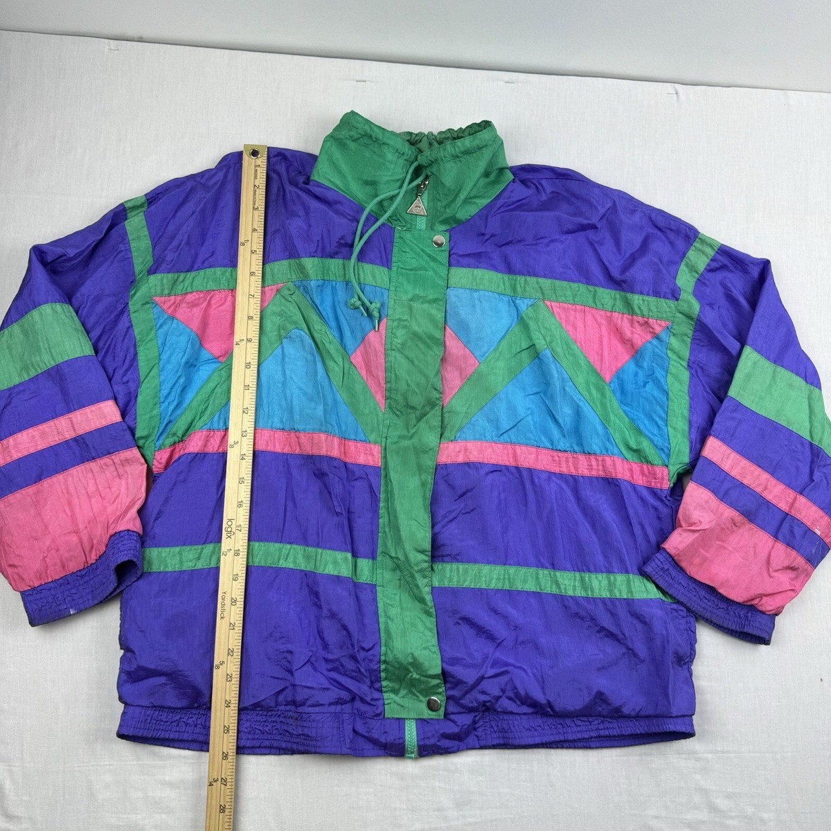 Vintage Casual Isle Windbreaker Jacket Womens Large Colorful 90s
