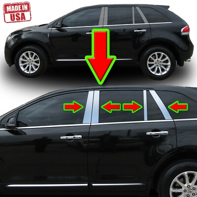 Chrome Pillar Trim for Lincoln MKX & Ford Edge 07-15 8pc Set Door Cover Post