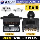 7 Pin Flat Trailer Plug Male & Female Socket Set Caravan Boat Adaptor Connector