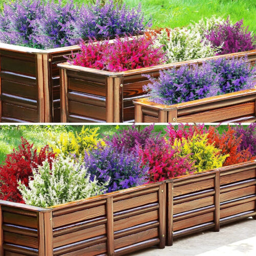 10X Bundles Artificial Flowers Plastic Fake Outdoor Plants Faux UV Resistant Hot - Picture 12 of 16