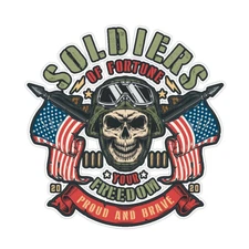 Soldier for Fortune Proud and Brave Bumper Sticker Military Vinyl Decal 5"