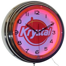 16 Krystal Hamburgers Restuarant Diner Neon Clock Kitchen Decor Red