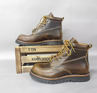 Custom Goodyear Waxed Leather Work Boots Men and Women American Retro Mid Boots