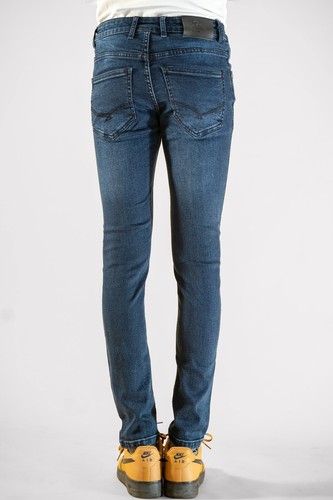 Denimic Jeans Men's Skinny Fit Taper Dark Blue Wash Comfort Stretch - Foto 3 di 6