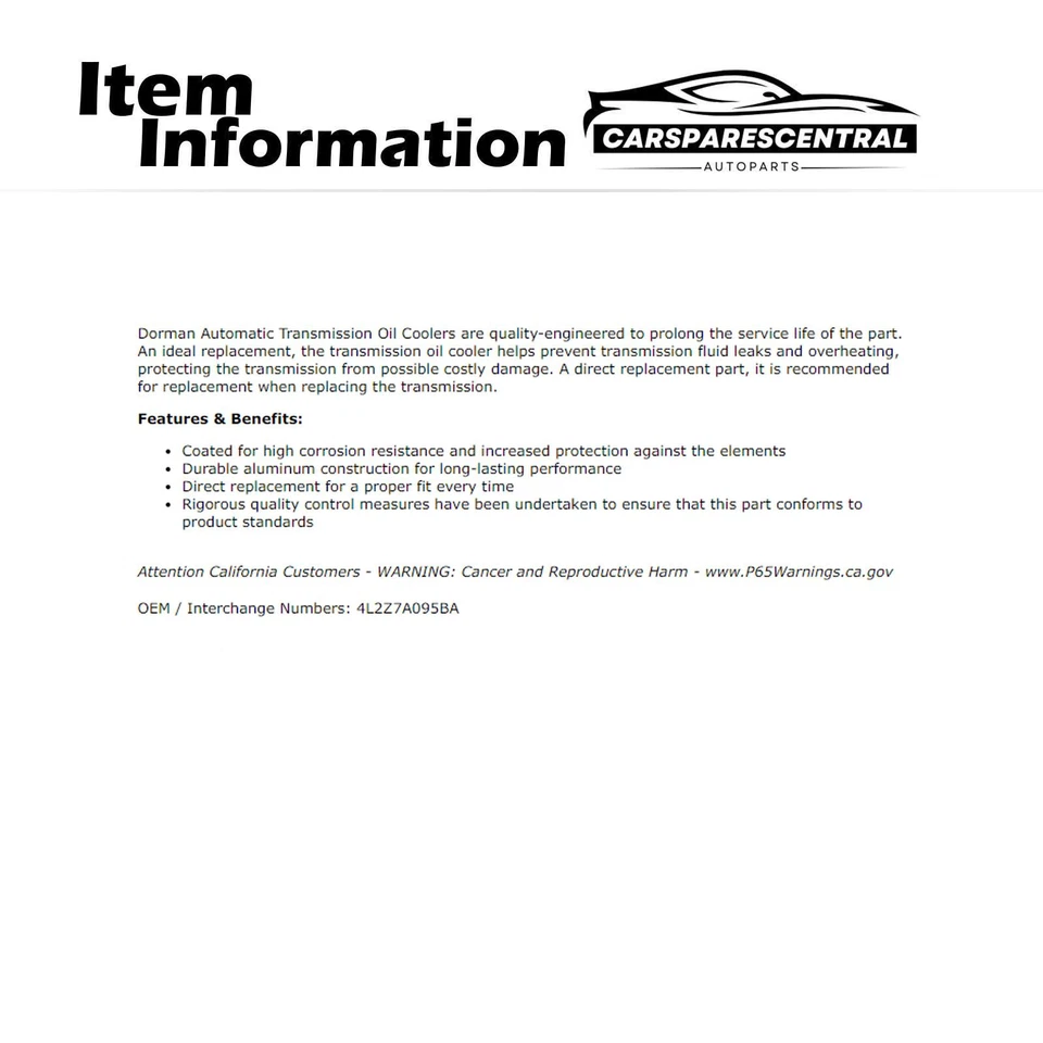 Enfriador de aceite de transmisión automática Dorman para Ford Explorer 4,0 L 2002-2005 Foto 3 de 4