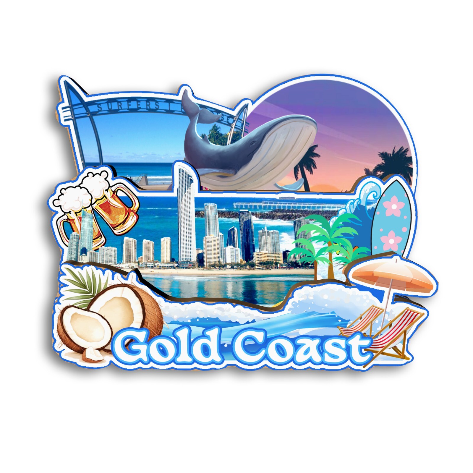 Gold Coast Australia Refrigerator magnet 3D travel souvenirs wood craft gifts