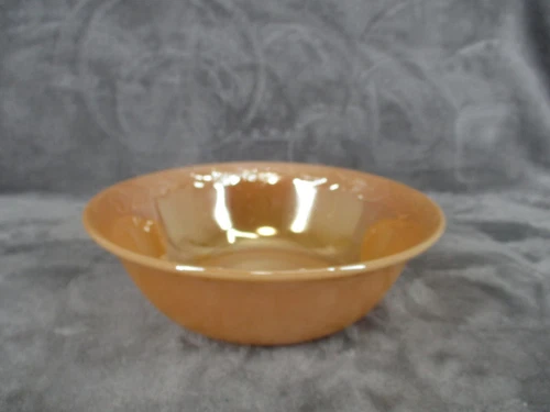 Anchor Hocking Fire King Serving Bowl Peach Lustre Laurel Leaf 8" Diameter VTG