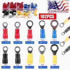 102 Insulated Electrical Wire Splice Terminal Kit Spade/Ring Crimp Connector Set