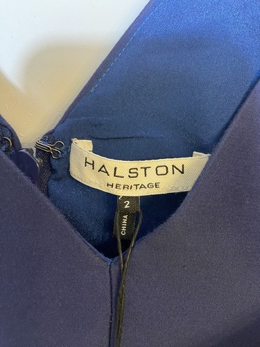 Halston Heritage Evening Collection V-neck navy Dramatic Flounce Dress Sz 2 NWT - Picture 8 of 9