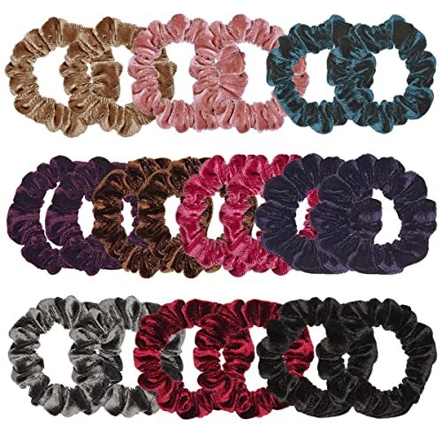 20 Soft Velvet Hair Scrunchies – Multi-Color Hair Ties Pack of 20