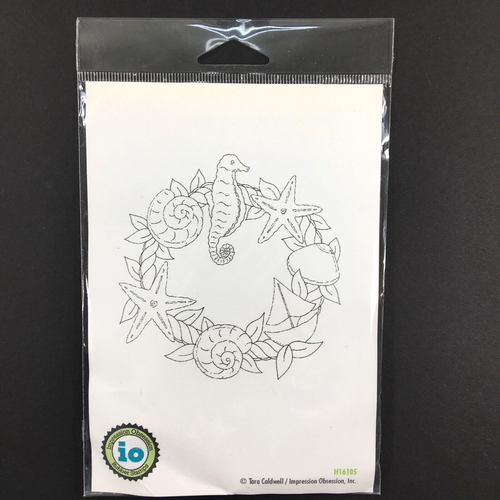 Impression Obsession Beach Wreath Seashells Starfish Boat Cling Rubber Stamp NEW