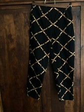 Vintage black cigarette pants, gothic harness print size S/M