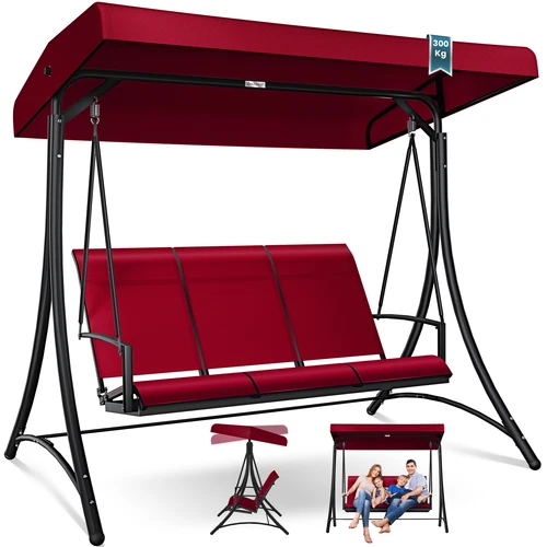 KESSER® Hollywoodschaukel Gartenschaukel mit Sonnendach 3er Schaukelbank 300kg - Bild 10 von 41